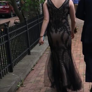 Black lace formal dress